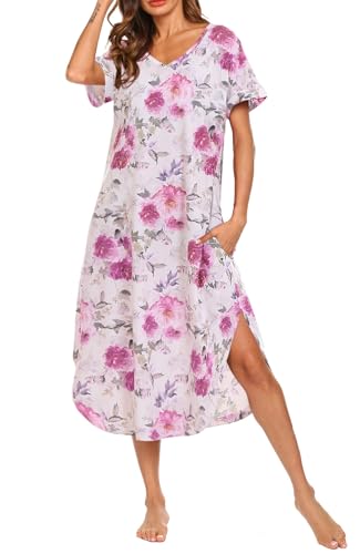 AVIIER Cotton Nightgowns for Women Sleeveless House Dress Ladies Long Nightdress with Pockets S-XXL - Image 3