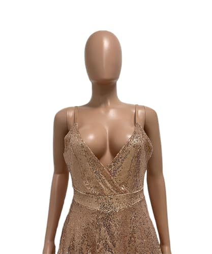 Aelidiya Womens Spaghetti Strap Sequin Rompers Sexy Wrap V Neck Ruffle Shorts Jumpsuits One Piece Party Concert Outfit - Image 5