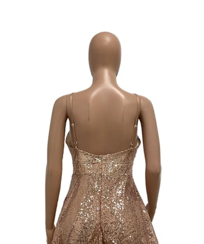 Aelidiya Womens Spaghetti Strap Sequin Rompers Sexy Wrap V Neck Ruffle Shorts Jumpsuits One Piece Party Concert Outfit - Image 7