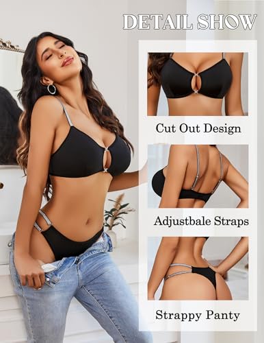 Avidlove Lingerie Set for Women Cut Out Sexy 2 Piece Bra and Panty Set Strappy Underwear Lingerie - Image 4