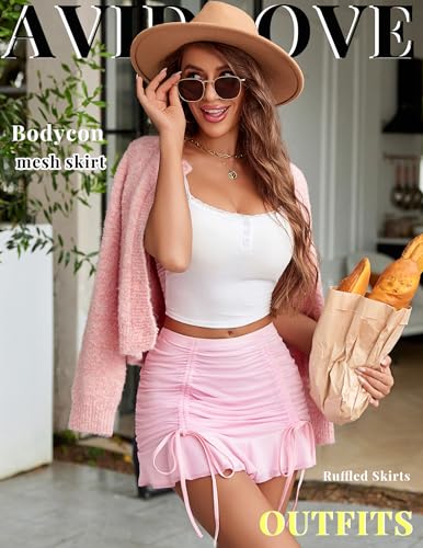 Avidlove Mini Skirt Womens Ruched Bodycon Double Layer Club Sexy Mesh Skirts Y2k Casual Short Skirt Outfits S-XXL - Image 5