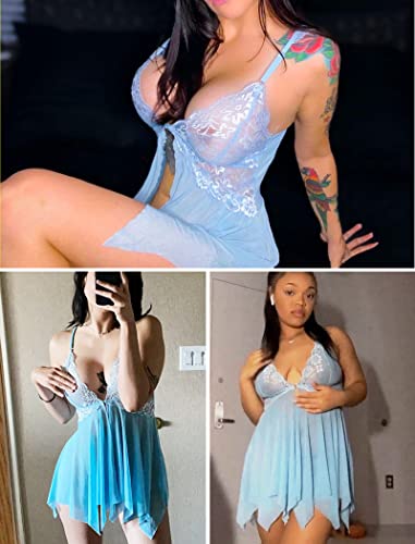 Avidlove Women Lace Lingerie Front Closure Babydoll V Neck Nightwear Sexy Chemise Nightie - Image 4