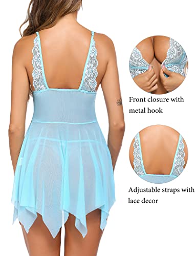 Avidlove Women Lace Lingerie Front Closure Babydoll V Neck Nightwear Sexy Chemise Nightie - Image 6