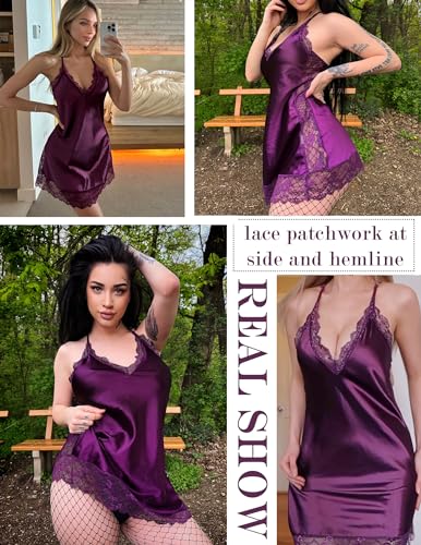 Avidlove Women Lingerie Satin Lace Chemise Nightgown Sexy Full Slips Sleepwear S-4XL - Image 6