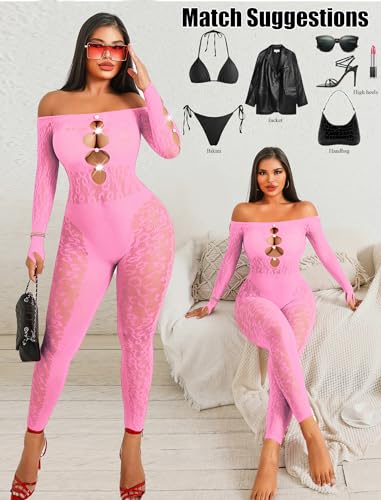Avidlove Women Lingeries Long Sleeve Fishnet Body Stocking Leopard Sexy Outfit Rhinestone Body Suits Cut Out Jumpsuit - Image 5