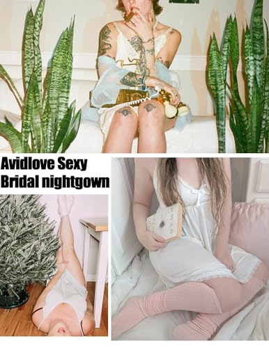 Avidlove Women Nightgown Sexy Sleepwear Lace Chemise V-neck Modal Babydoll Lounge Dress - Image 6