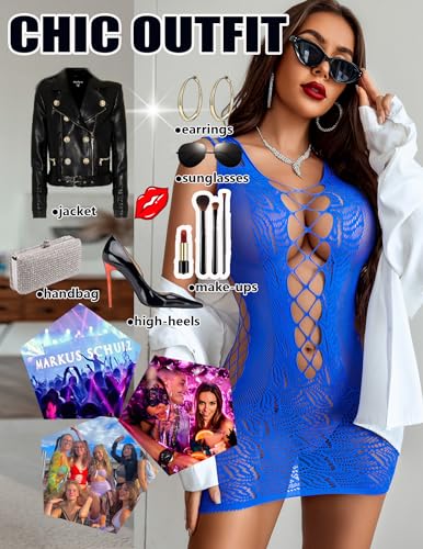 Avidlove Womens Lingerie Sexy Fishnet Bodycon Dress Stripper Outfit Hollow Out Beach Cover Up Mesh Chemise Babydoll - Image 6
