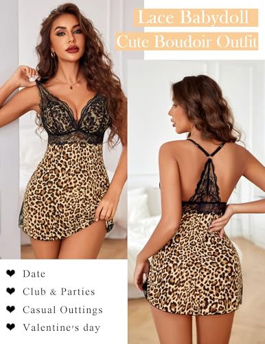 Avidlove Women's Lingerie Sexy Lace Nightgown V Neck Sleepwear Soft Babydoll Chemise - Image 5