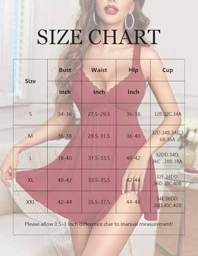 Avidlove Womens Nightgown Sexy Lingerie Sleepwear Lace Chemise Modal Babydoll Slip Nighties - Image 7