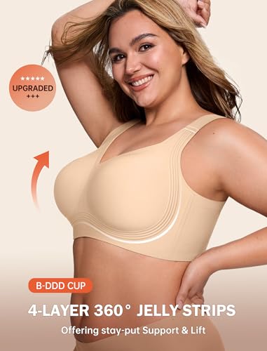 Bras for Women Supportive Wireless Push Up Bra Full Coverage No Underwear Seamless Plus Size for Older Women - Image 3