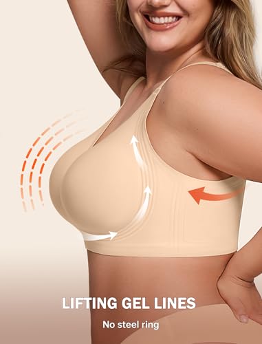 Bras for Women Supportive Wireless Push Up Bra Full Coverage No Underwear Seamless Plus Size for Older Women - Image 6