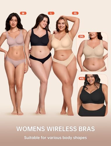 Bras for Women Supportive Wireless Push Up Bra Full Coverage No Underwear Seamless Plus Size for Older Women - Image 7