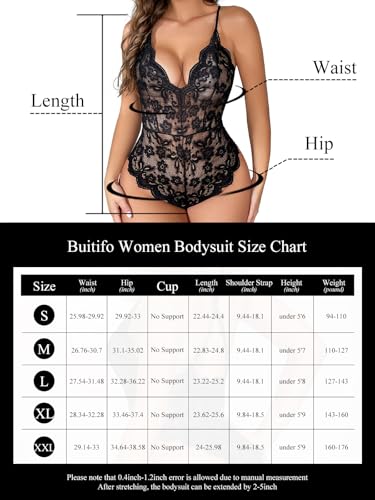 Buitifo Women Lace Bodysuit One Piece Babydoll Backless Mini Teddy V Neck Lingerie - Image 7