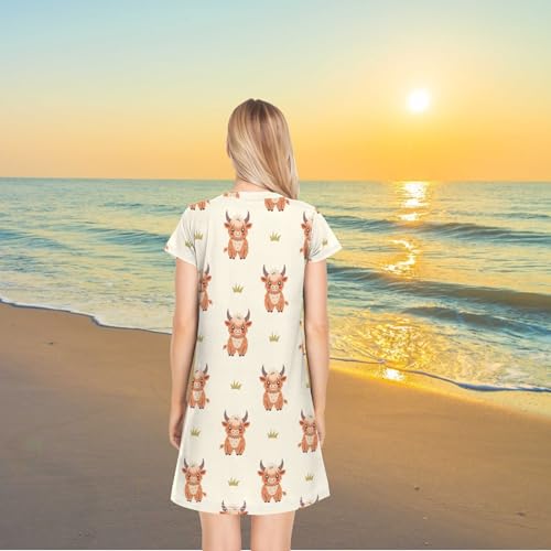 Daily Beautiful Chic Pattern Women's Girls Comfy Nightgown Short Sleeve Nightshirts Loose Loungewear PJ Dress S-XXL - Image 5