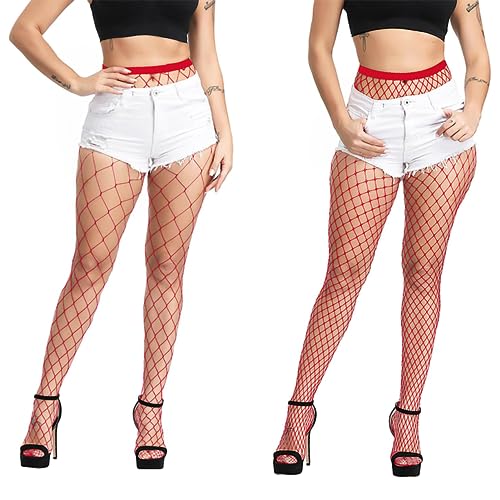 E-Laurels Womens High Waist Patterned Fishnet Tights Suspenders Pantyhose Thigh High Stockings Black - Image 6