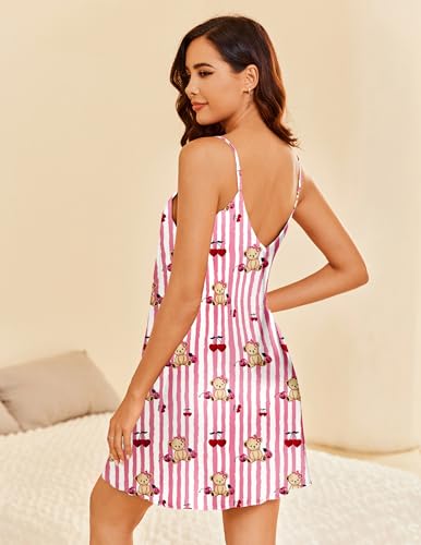 Ekouaer Womens 2 Pack Silk Nightgowns Sexy Lingerie Sleepwear Satin Negligee Chmeise Nighty Mesh V Neck Nightwear - Image 3