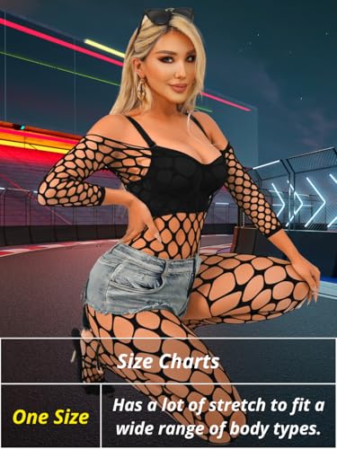 Exotic Fishnet Bodystocking, Rave Glow Outfits, One Size, Sheer Mesh Dancewear Sexy Jumpsuit Plus Wear Dancer - Image 7
