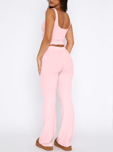 Ezbelle Womens Lounge Sets Shirts Deep V Neck Pajama Sets Summer Tank Tops Ribbed Knit Pjs 2 Piece Outfits Clothes 2025 - Image 4