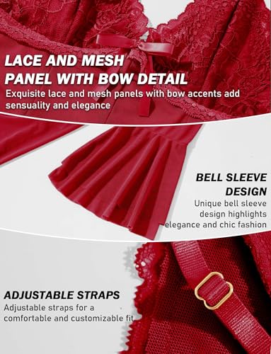 FEOYA Women's Mesh Sheer Pajama Set Nightgown with Robes 2 Piece Sexy Cami Lace Nightdress with Robe Sleepwear - Image 4