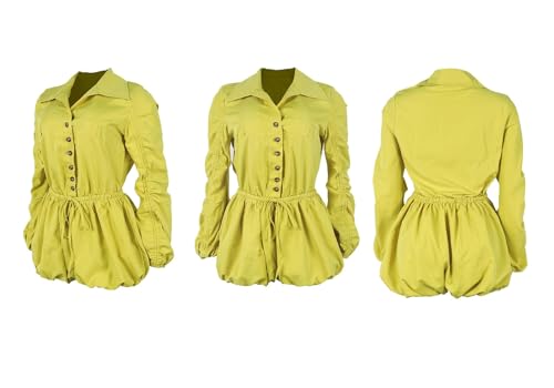 Fall Rompers for Women 2025 Casual Ruched Drawstring Long Sleeve Bodycon One Piece Jumpsuit Shorts Romper - Image 7