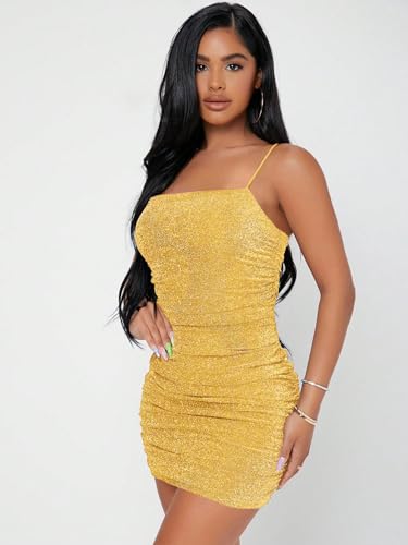 Floerns Women's Glitter Sleeveless Ruched Party Clubwear Bodycon Mini Dress - Image 5