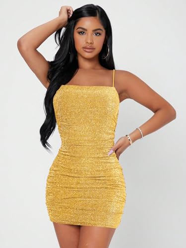 Floerns Women's Glitter Sleeveless Ruched Party Clubwear Bodycon Mini Dress - Image 6
