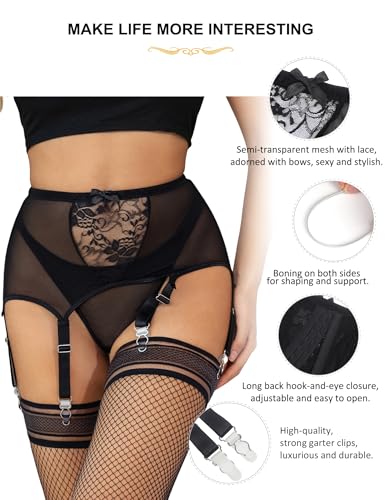 Garter Belt for Women Mesh Suspender Belt with 6 Vintage Strap Garter Belts for Thigh High Stockings XS-4XL - Image 5