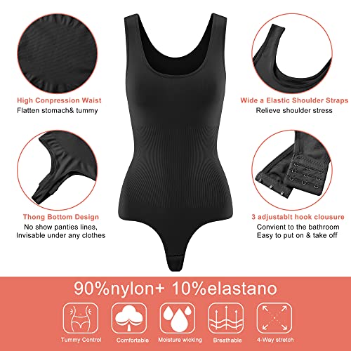 Hioffer Shapewear Bodysuit Thong for Women Tummy Control Slimming Bodysuits Sleeveless Full Body suit Tops - Image 5