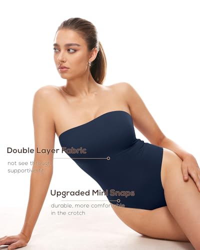 INLYRIC Women's Natrelax Sexy Strapless Bodysuit Thong Tube Top Off The Shoulder One Piece Leotard - Image 3