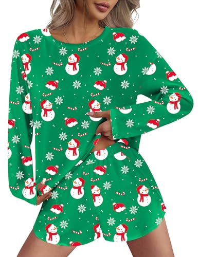 JUSTFASHIONNOW Womens Pajama Sets Striped Two Piece Lounge Sets Long Sleeve Top and Split Shorts Print Sleepwear Comfy Pjs - Image 3