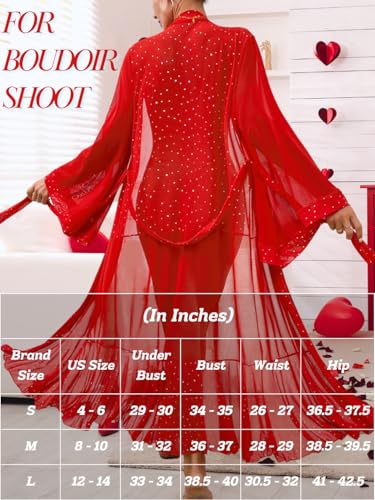 Kaei&Shi Sexy Robes Women,Sheer Bride Robe For Wedding Day Boudoir Outfits,Long Kimono Lingerie Dress - Image 6