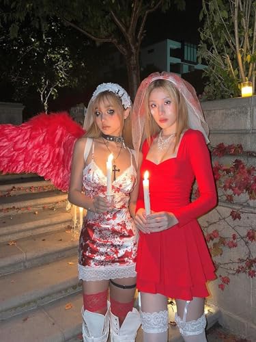 Kaximil Women's Long Sleeve Square Neck Mini Dress Ruched Ruffle Corset A Line Party Short Dresses - Image 5