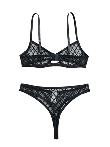 Lilosy Sexy Mesh Sheer Underwire Push Up Lingerie Set Lingerie Set - Image 6