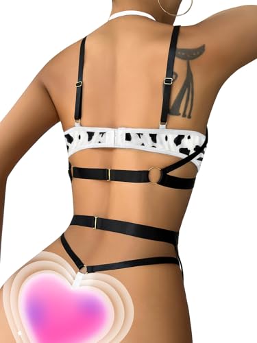 Lilosy Sexy Pu Leather Strappy Underwire Garter Belt Lingerie Set - Image 3