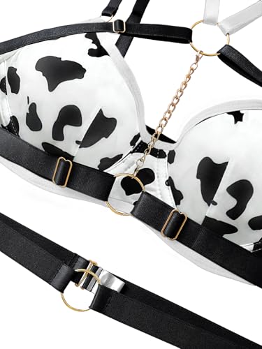 Lilosy Sexy Pu Leather Strappy Underwire Garter Belt Lingerie Set - Image 4