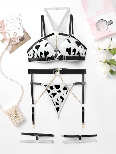 Lilosy Sexy Pu Leather Strappy Underwire Garter Belt Lingerie Set - Image 6