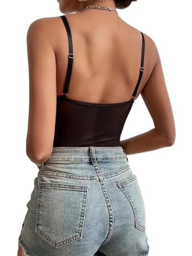 Lilosy Sexy Wireless Strappy Mesh Corset Lingerie Bodysuit Top - Image 3
