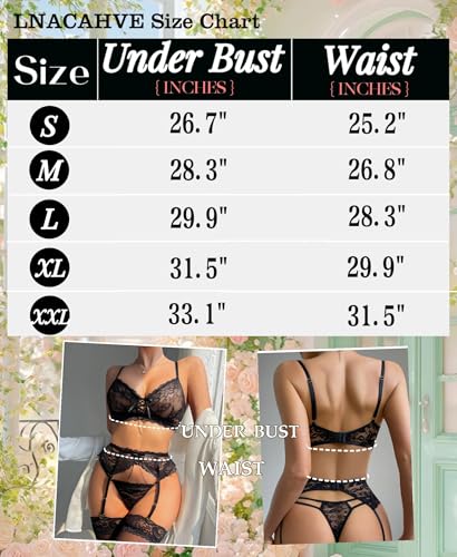 Lingerie for Women 4 Piece Garter Belt Lingerie Set Floral Lace Bra and Panty with Stockings - Image 7