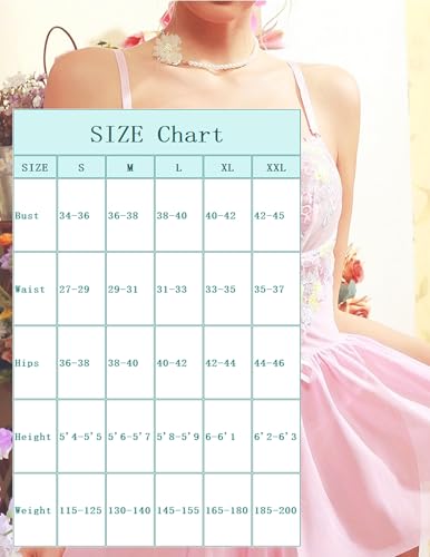 Lingerie for Women Sexy Lace Babydoll Elegant Mesh Chemise & Teddy V Neck Sheer Boudoir Nightwear Set Pink - Image 7