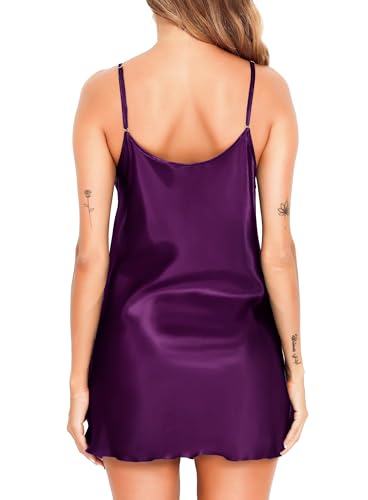 Lovasy Women Satin Nightgown Sexy Lingerie Sleepwear Silk Slip Dress V Neck Negligee Nightie Bridal Babydoll Short Nightwear - Image 5