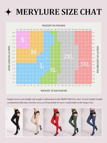 MERYLURE 2 Pack Suspender Tights for Women Semi Opaque Garter Belt Control Top Pantyhose Thigh High Stockings - Image 7
