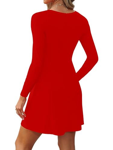 Mizoci Women's Long Sleeve Boat Neck Mini Dress A-Line Classy Party Short Dresses - Image 4