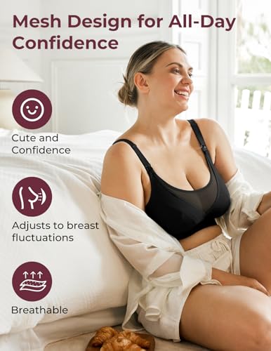 Momcozy Mesh Support Pumping Bra Hands Free Suitable for 36C-44G, Comfortable Plus Size Pumping and Nursing Bra in One - Image 3