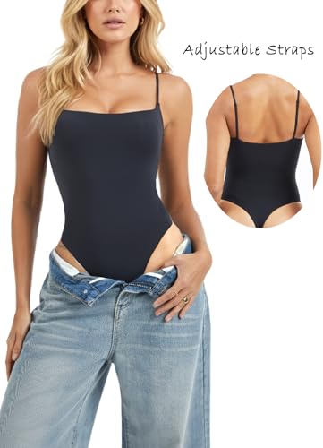 Navneet Women Sqaure Neck Sleeveless Backless Thong Tank Top Bodysuit Spaghetti Strap Body Suit Cami Going Out Top - Image 4