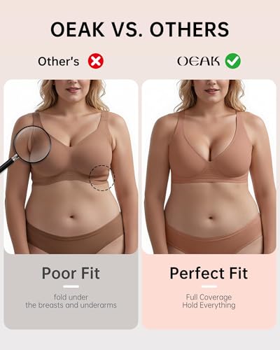 OEAK Womens Deep V Bras Wireless Comfortable Bra Supportive No Underwire Bras Tshirt Push Up Bralettes Plunge Seamless Bra - Image 5