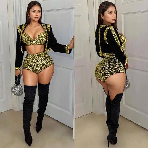 PORRCEY Women Sexy Elegant Rhinestone Mesh See Through Romper Bodycon Jumpsuit Party Club Night Outfit - Image 4