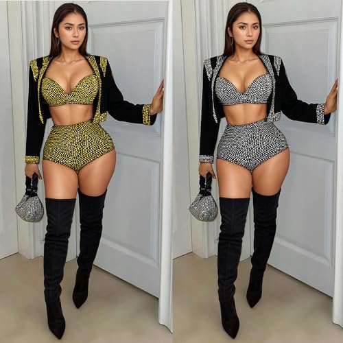 PORRCEY Women Sexy Elegant Rhinestone Mesh See Through Romper Bodycon Jumpsuit Party Club Night Outfit - Image 5