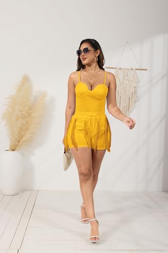 PRIVIMIX Women 2 Piece Outfits Fringe Tassel Shorts Set Sexy Adjustable Suspender Vacation Club Jumpsuit - Image 7