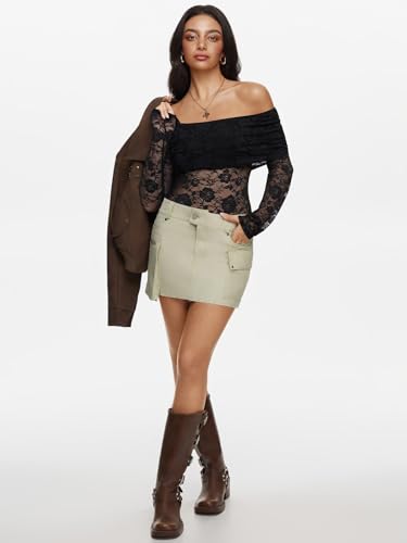 REORIA Sexy Lace Bodysuit One Shoulder Bodysuit Long Sleeve Bodysuits for Women Going Out Y2K Clothes 2025 - Image 6