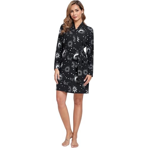 RONGTAI Sexy Short Kimono Robe - Floral Print Viscose Loungewear for Women, Lightweight & Breathable Knee-Length Sleepwear - Image 4